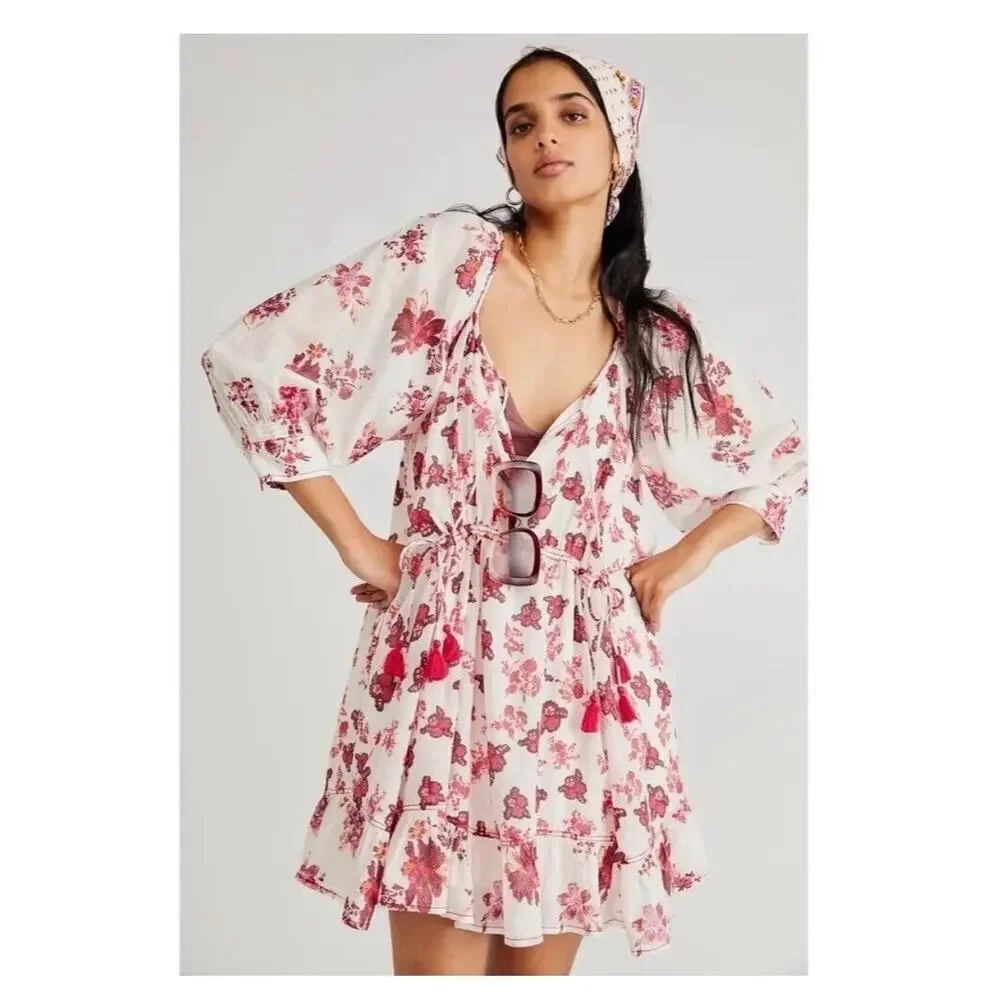 Free People Camilla Mini Dress in Ivory Combo Size XS
